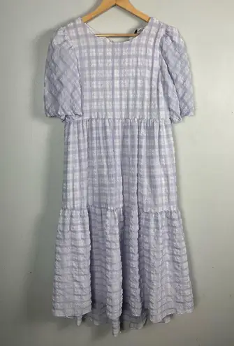 English Factory Tiered Gingham midi Dress purple size XS