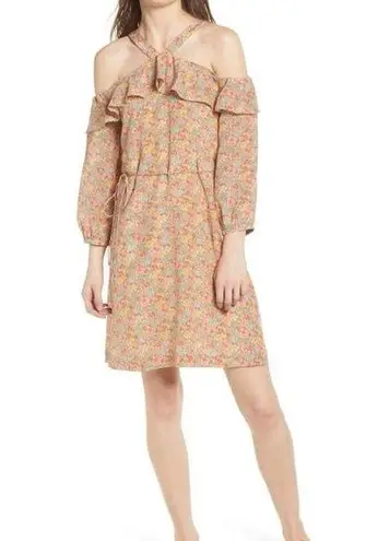 Madewell NWT  Silk Forsythia Cold-Shoulder Dress in Prairie Blossoms 14