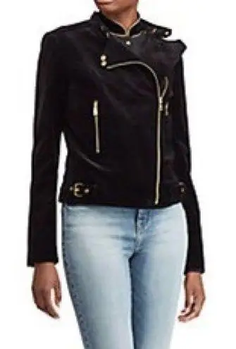 Ralph Lauren Lauren  Stretch-Velvet Moto Jacket Cotton, Size 16 NEW Retail $295