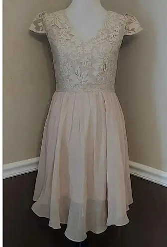 Marineblu Beige Chiffon Embroidered Bodice Party Dress Modcloth Bridgerton Fairy