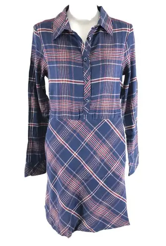 Mountain Khakis Scout Shirt Dress Long Slv Pocket Plaid Light Flannel Blue XS