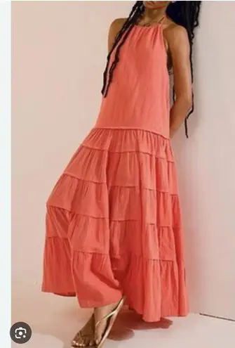 Free People  somewhere sunny coral midi dress nwt small