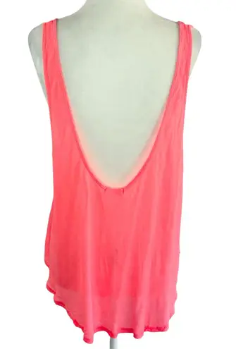 LA Made New Lightweight Knit Scoop Neck Tank Top Neon Pink Size Small