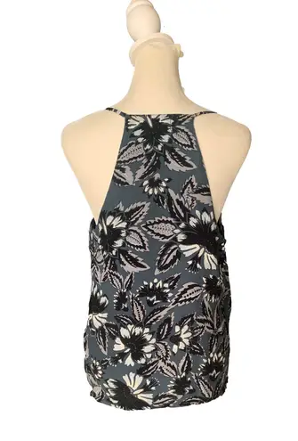 Faithfull the Brand Blue Floral Leaf Patterned Sleeveless Tank Top Blouse