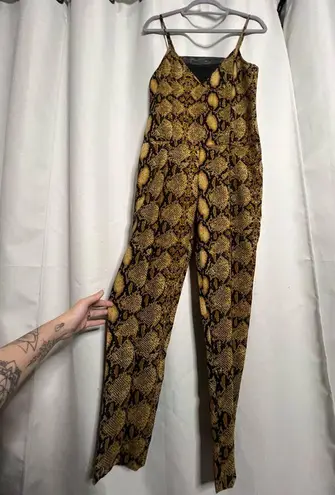 Olivaceous  Yellow and Black Snake Print Jumpsuit