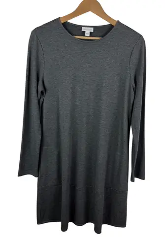 J Jill Pure Jill Luxe Tencel Knit Mini Dress Small Gray Long Sleeve Minimalist