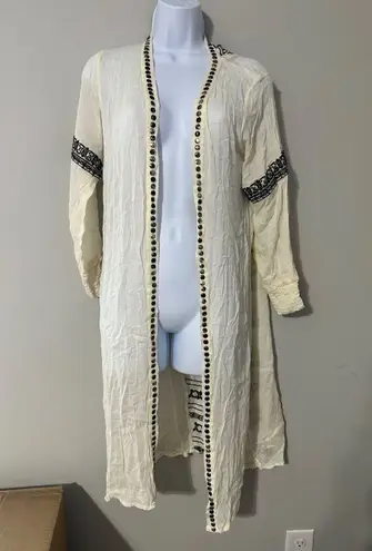 MUCHE Muchette Embellished Open Front Cardigan Duster Bohemian Festival Women OS Black Size 00
