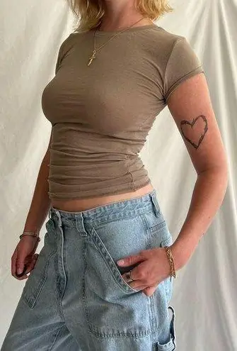 Splash Brown Stretchy Baby Tee - Size S