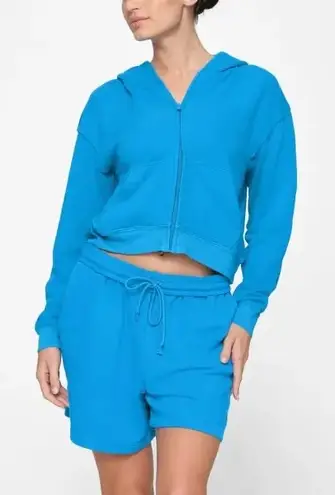 SKIMS Light French Terry Zip Up Hoodie Size Small in Mykonos