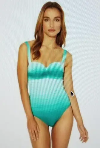Bleu Rod Beattie Bleu by Rod Beattie Shirred Ombré One-Piece Swimsuit in Sea Dive Women's Size 6
