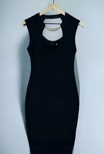 Bisou Bisou  Vintage 90’s Black Sleeveless w/ Gold Accent Bodycon Dress Size 6