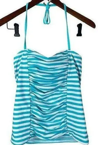 Lime Ricki NWT  Bandeau Pool Stripe Tankini Top Blue Aqua White Size M Medium New