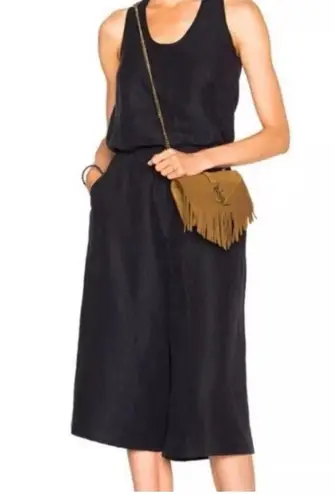 Ulla Johnson Lee Wide Leg Linen blend Jumpsuit in Black