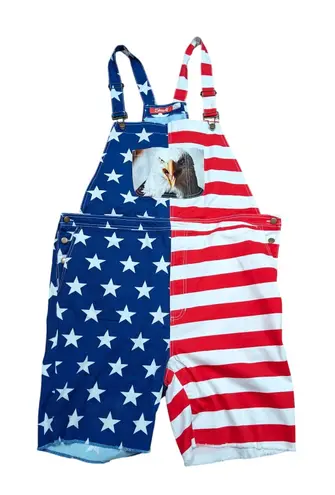 Shinesty The Screamin Eagles Women's Unisex American Flag Shortalls XL Red