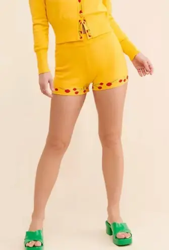 Nuuly Says Gah! Battenberg Cherry Shorts size M/L Yellow