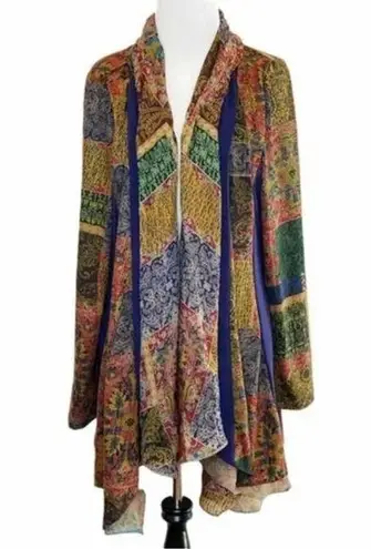 Soft Surroundings Izmir Topper Scarf Gold Blue Mixed Print Cardigan Boho