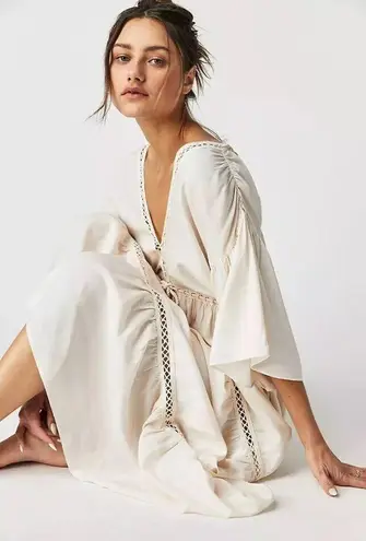 Jen's Pirate Booty NWT Blue Mist Maxi in Natural Ivory V-neck Tiered Dress S