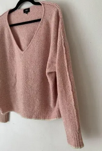 Line Light Pink Wool Cashmere Blend Boxy V Neck Oversized Sweater Size Medium