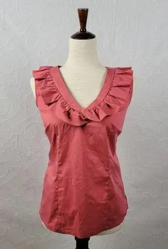 Katherine Barclay Womens Top Size M Coral Sleeveless Ruffles Side Zip Career