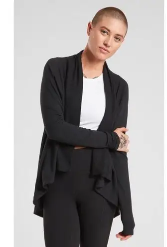 Athleta NWT  Nirvana Wear Two Ways Wrap Cardigan in Black Size XL Modal