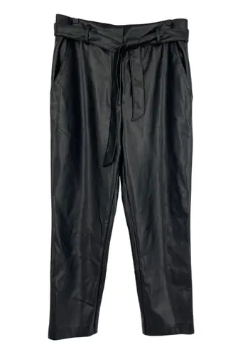 Peter Som x RTR Black Faux Leather Tie Waist Pants Size 14