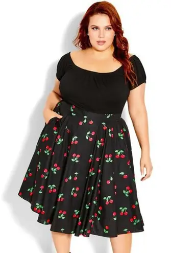 City Chic New! Cherry Desire Dress - black red, women plus size 22