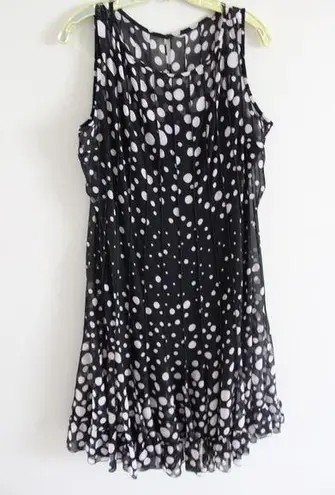 Rickie Freeman Teri Jon Black Polk Dot Dress Size 16