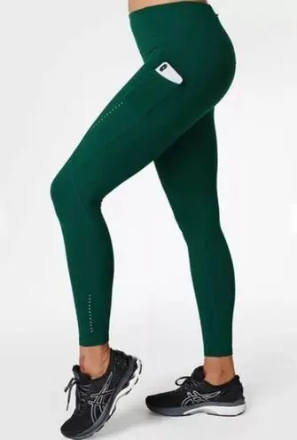 Sweaty Betty  Therma Running Leggings 7/8 High Rise Pockets Dark Green Size XXS