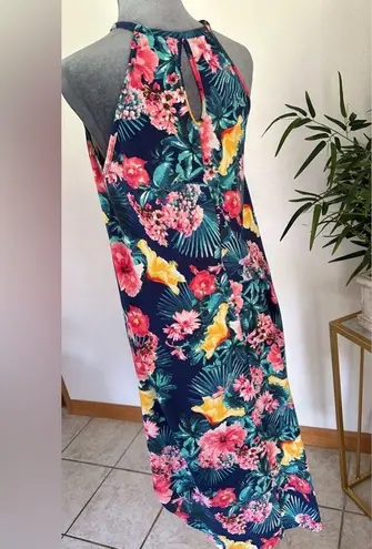 maxi dress royal blue and floral pattern size Large