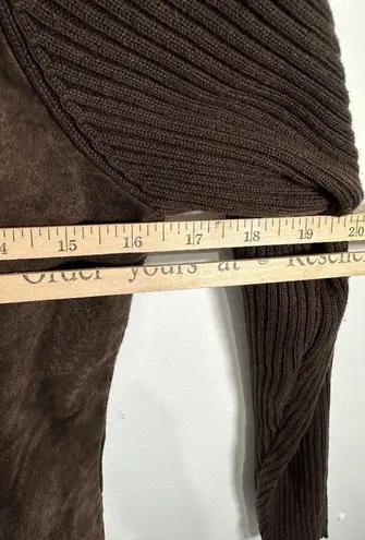 Vintage Y2K Escapade Sweater Full Zip Suede Brown Long Sleeve Womens Small