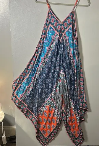 Tolani Multicolor Boho Paisley Handkerchief Hem Midi Dress 100% Modal