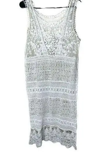 Crotchet Lace Sheer Boho Swim Coverup Beach Midi Dress White Size undefined