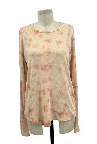 Amo Scoop Neck Long Sleeve Tee Sherbet Tie Dye Pink Size Small