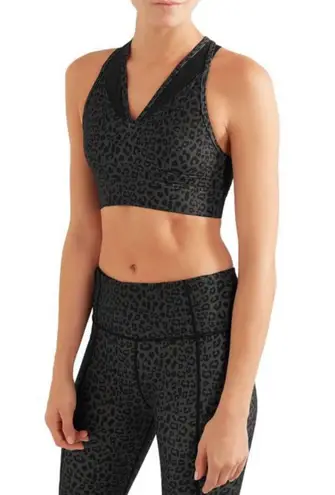 Varley Chancery Leopard Print Mesh Paneled Bra Size Medium