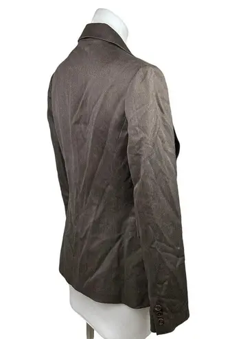 Marie Claire Paris Womens Brown One Button Notch Lapel Collar Blazer Jacket Sz S