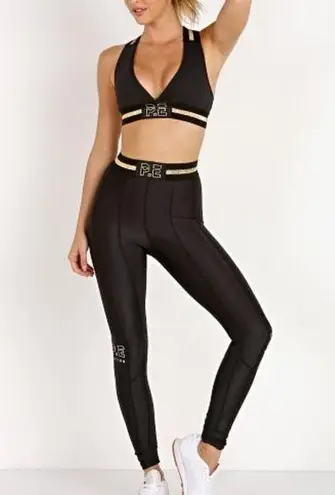 PE NATION Riseball Legging Black Spellout Athleisure Active Pants XS