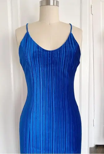 Majorelle • Fantasia Dress gown backless maxi Cobalt Blue pleated velvet formal