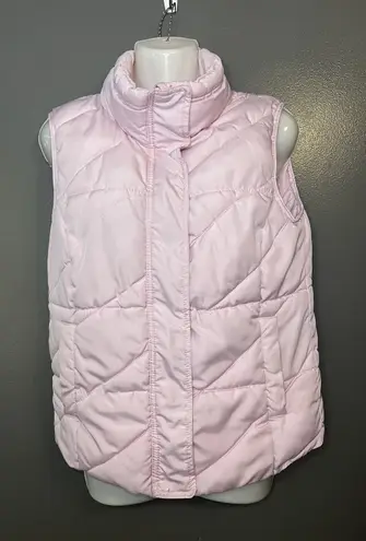 Oodji Super Active Puffer Vest Womens Small Pink Quilted Zip Snap High Collar