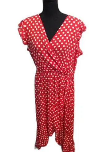Polka Dot Red White Hi Low Maxi Ruffle Sleeves Size XL