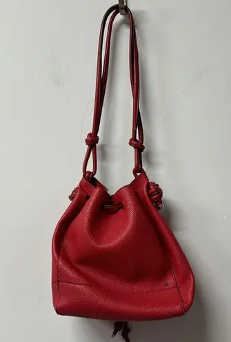 ZARA  Basic Bucket Bag Red Shoulder Bag Purse Y2K Pebble Leather Boho