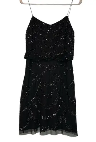 Aidan Mattox Beaded Flapper Cocktail Dress – Black Size 4