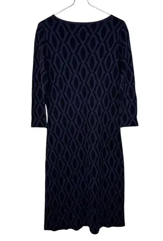 Boden Women's Sweater Dress Geometric Knee Length 3/4 Sleeve Purple/Black Sz. 8L Purple