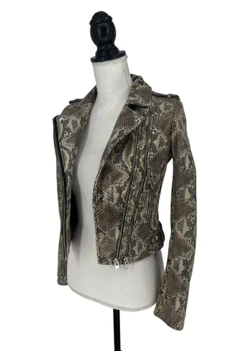 IRO Luiga Snake-Effect Leather Biker Jacket