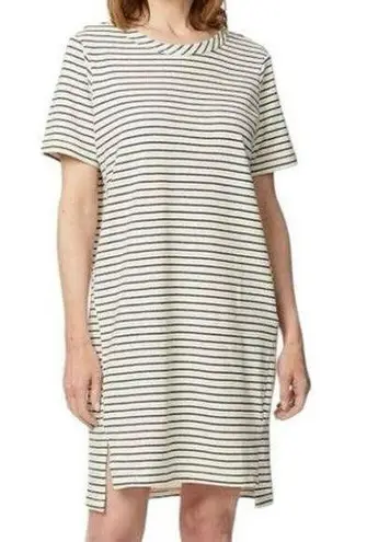 NEW BUFFALO DAVID BITTON Cotton Rich Yarn Dye Striped Short Sleeve Dress Small Black