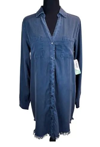 Dear John Women's Tencel Chambray Button Front Shirt Dress, Navy blue, Size XS