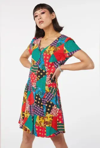 Dangerfield Patchwork Viscose Dress size AU 12/8 Green