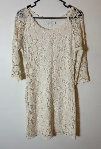 Velvet by Graham & Spencer Lace Dress Crochet Overlay Cream Floral Size Small