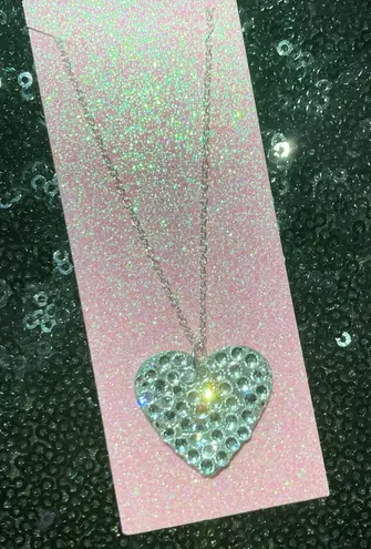 Handmade Bling Rhinestone Sparkle Heart Necklace NWT π
