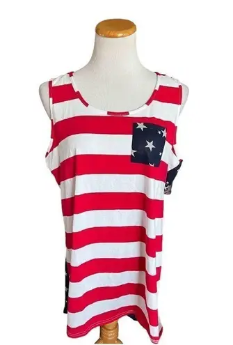Boutique NWT Womens American Flag Stars & Stripes Patriotic Tank Top - Sz L