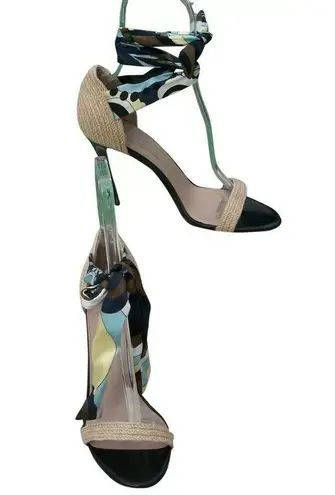 Donald Pliner Neutral Black Multi Couture Silk Fabric Ankle Tie Shoe $310 NWT Size 8